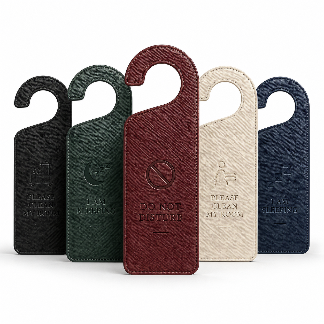 ORVA door hangers collection in multiple colours displayed together